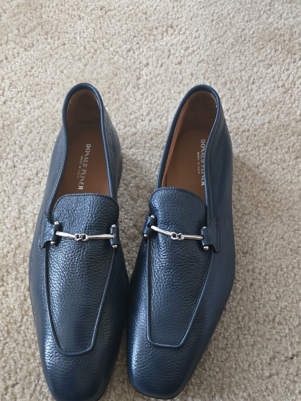Donald J. Pliner Men's Dark Blue Leather Bit Loafers